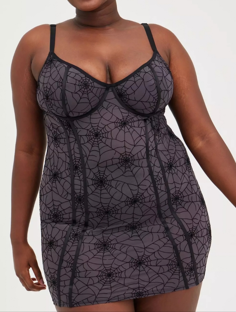 Torrid Underwire Chemise - Mesh Webs Black Style - Picture 2 of 11
